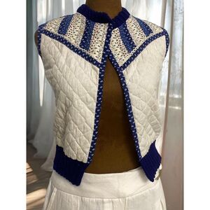 Vintage Cottagecore Quilted Handmade Retro Crochet Grandmacore Vest